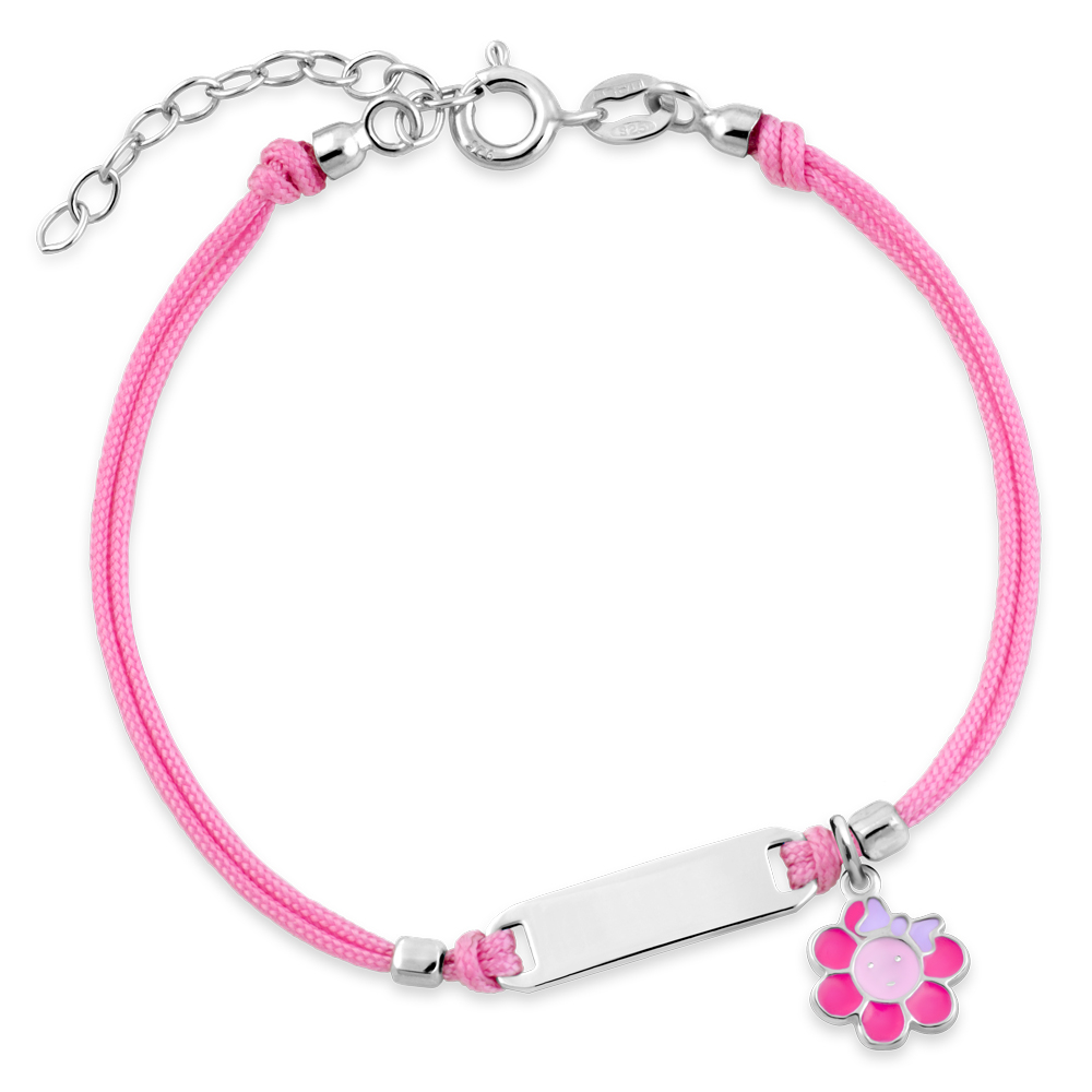 Bracelet en cordon d'argent sterling Murrano avec gravure pour nièce