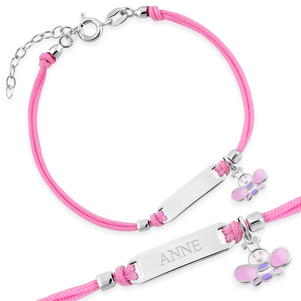 Pulserá de cuerda de plata 925 (milliómetros) personalizado Murrano para una niña pequeña