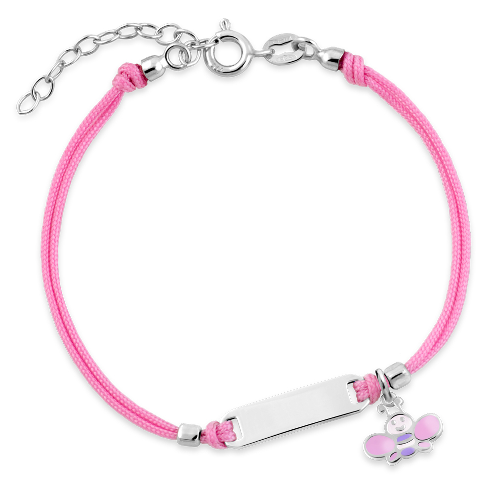 Murrano Silver 925 Millimeters Personalized Cord Bracelet for a Little Girl