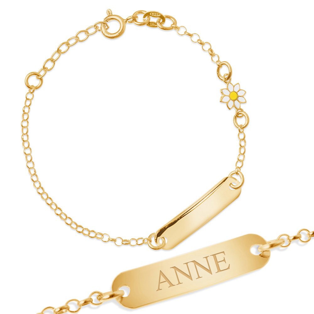 Bracelete de plata esterlina 925 con oro laminado y grabado personalizado para sobrina