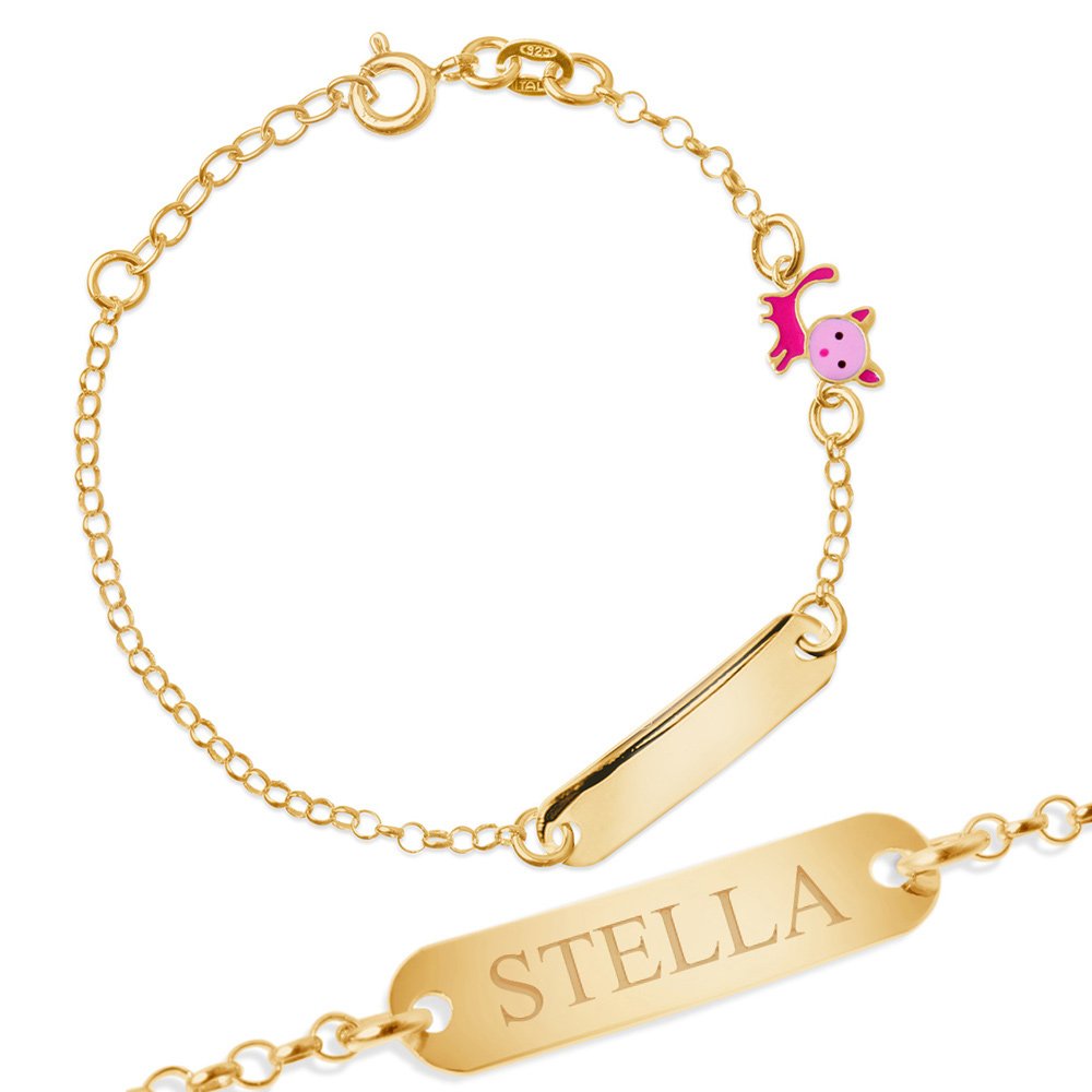 Pulseras de plata esterlina 925 con platina y grabado para ahijada