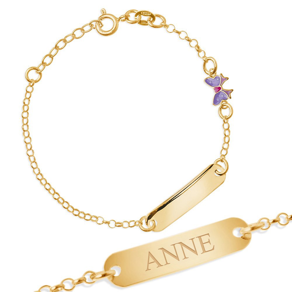 Pulseras de plata esterlina 925 con gold plate y grabado para niñas pequeñas - Murrano