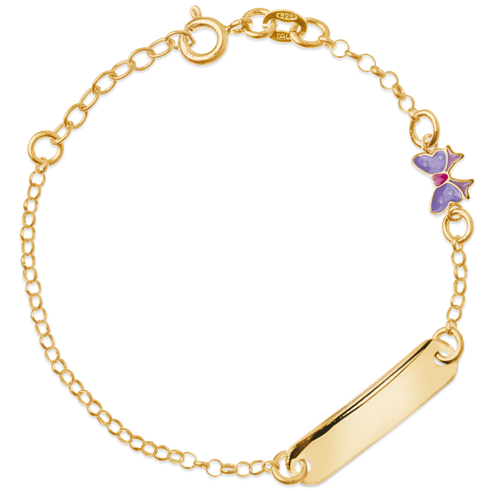 Pulseras de plata esterlina 925 con gold plate y grabado para niñas pequeñas - Murrano