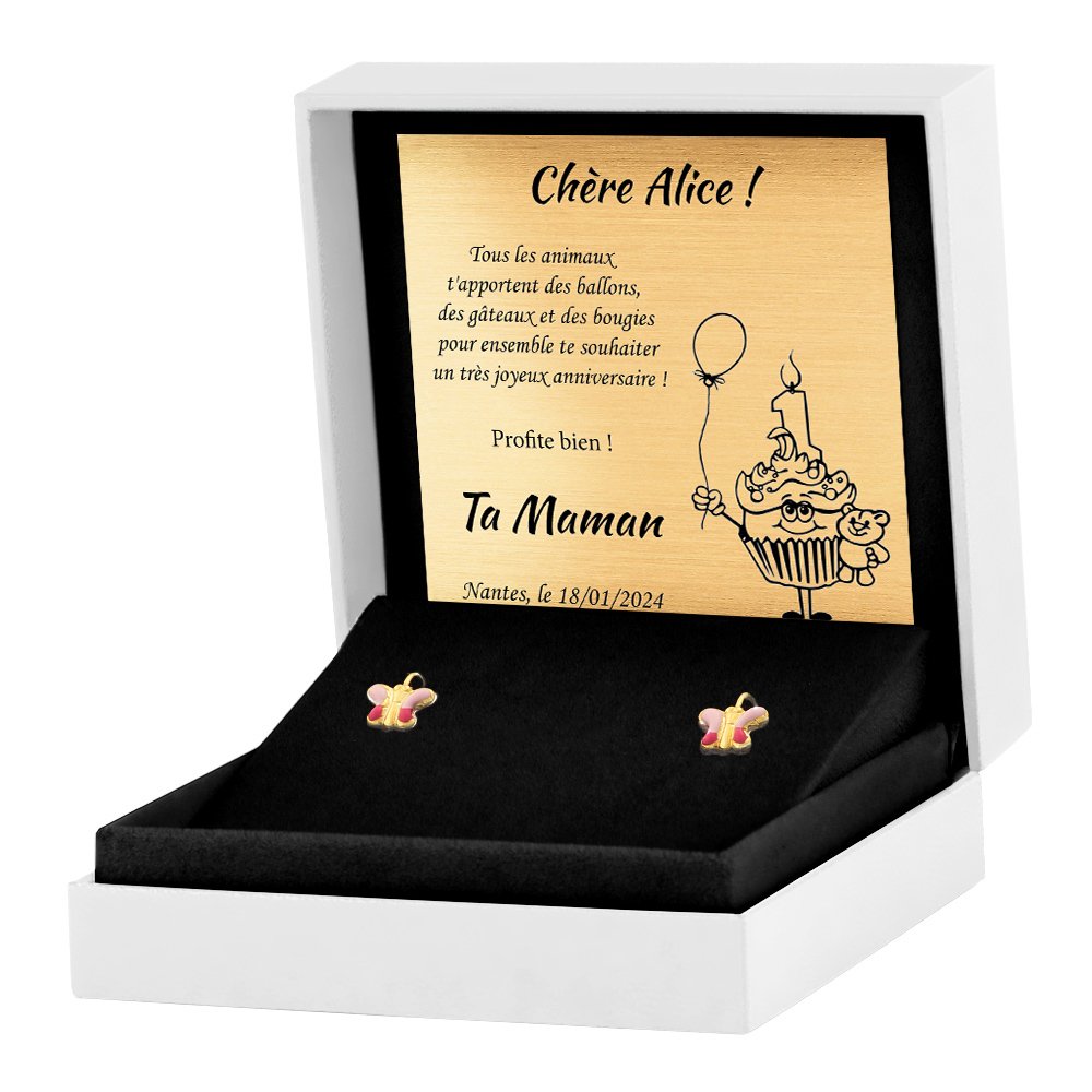 Aretes de plata esterlina 925 (miliemas) con chapado en oro para nina - Murrano