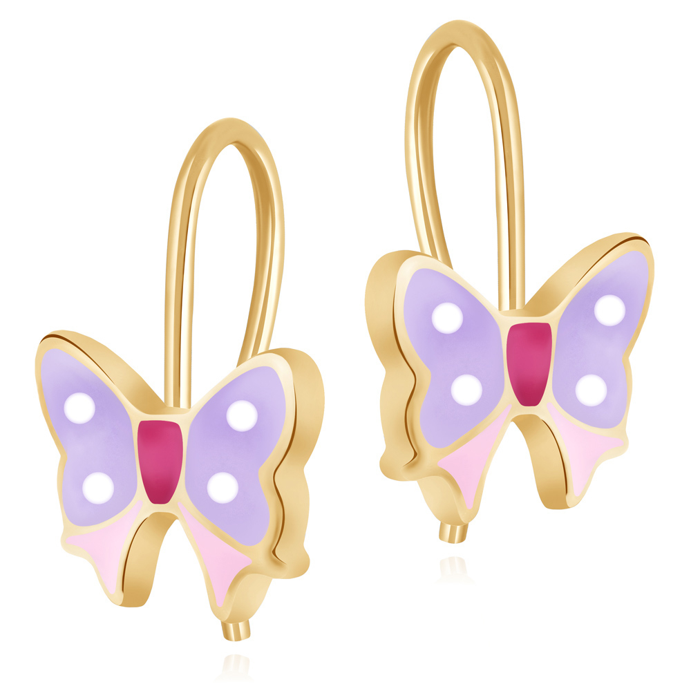 Aretes de plata de ley 925 (milésimas) con baño de oro para nieta - Murrano