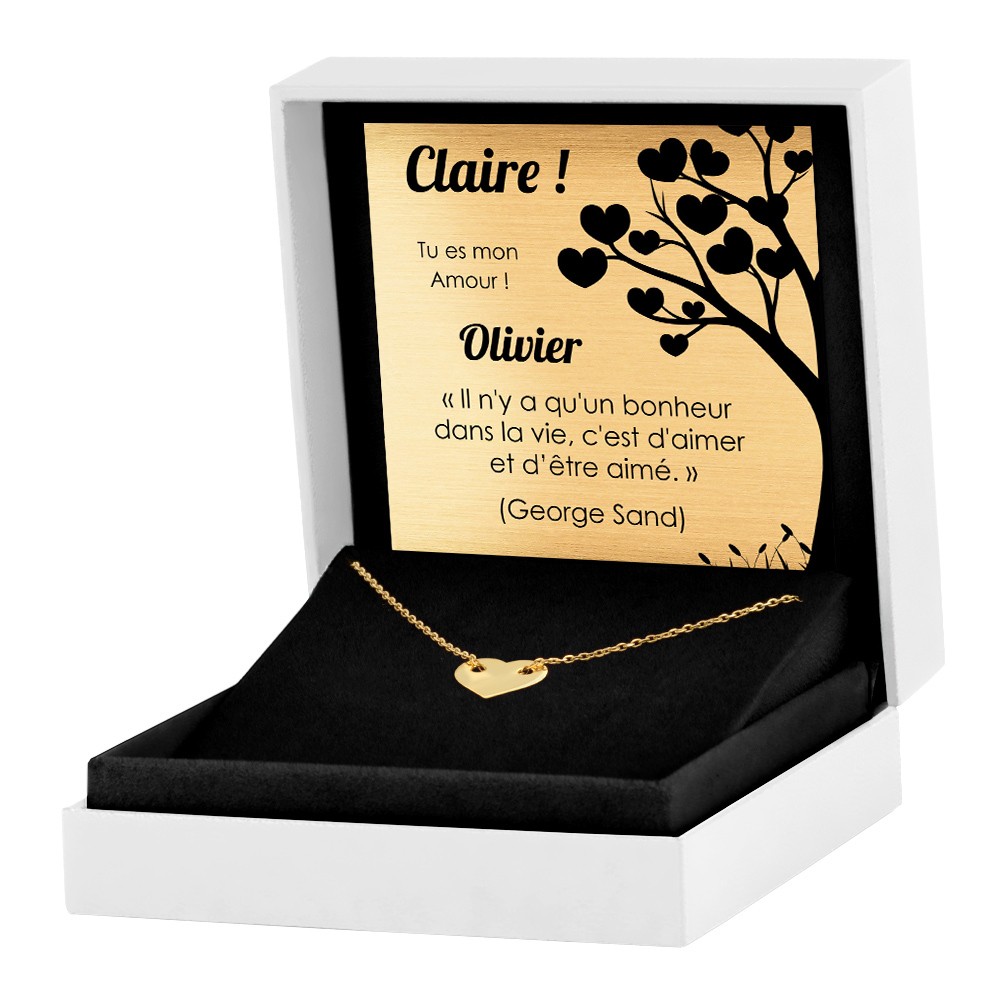 Collar de plata de ley 925 (milésimas) chapado en oro con grabado personalizado - Murrano