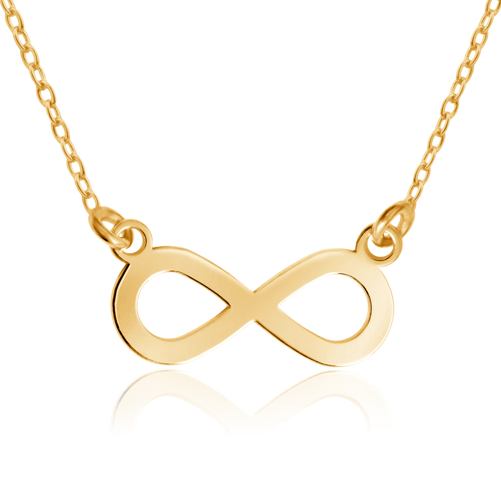 Collar con colgante infinito Murrano de plata de ley 925 con goldado y grabado personalizado