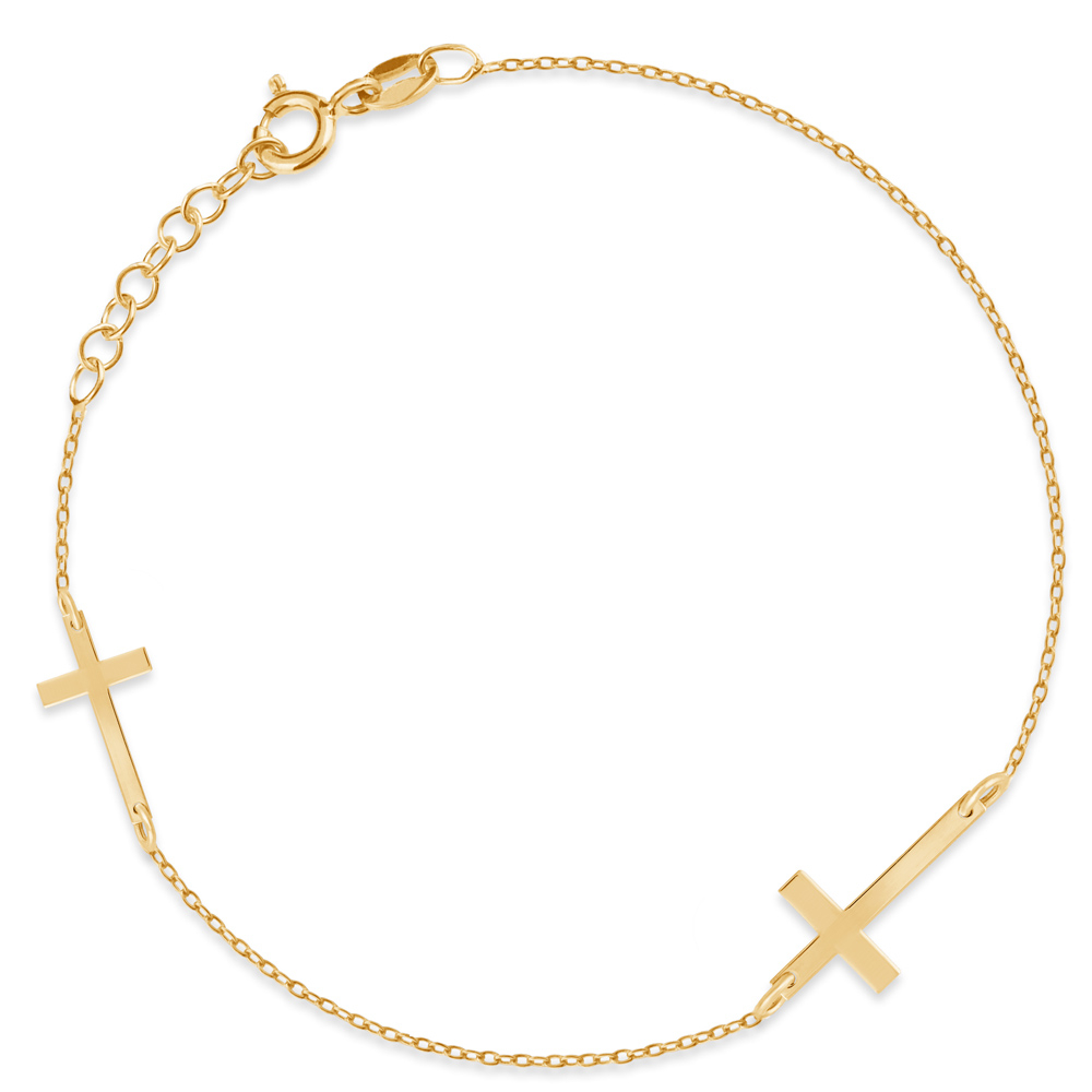 Pulseras de plata de ley con baño de oro y grabado para madrina
