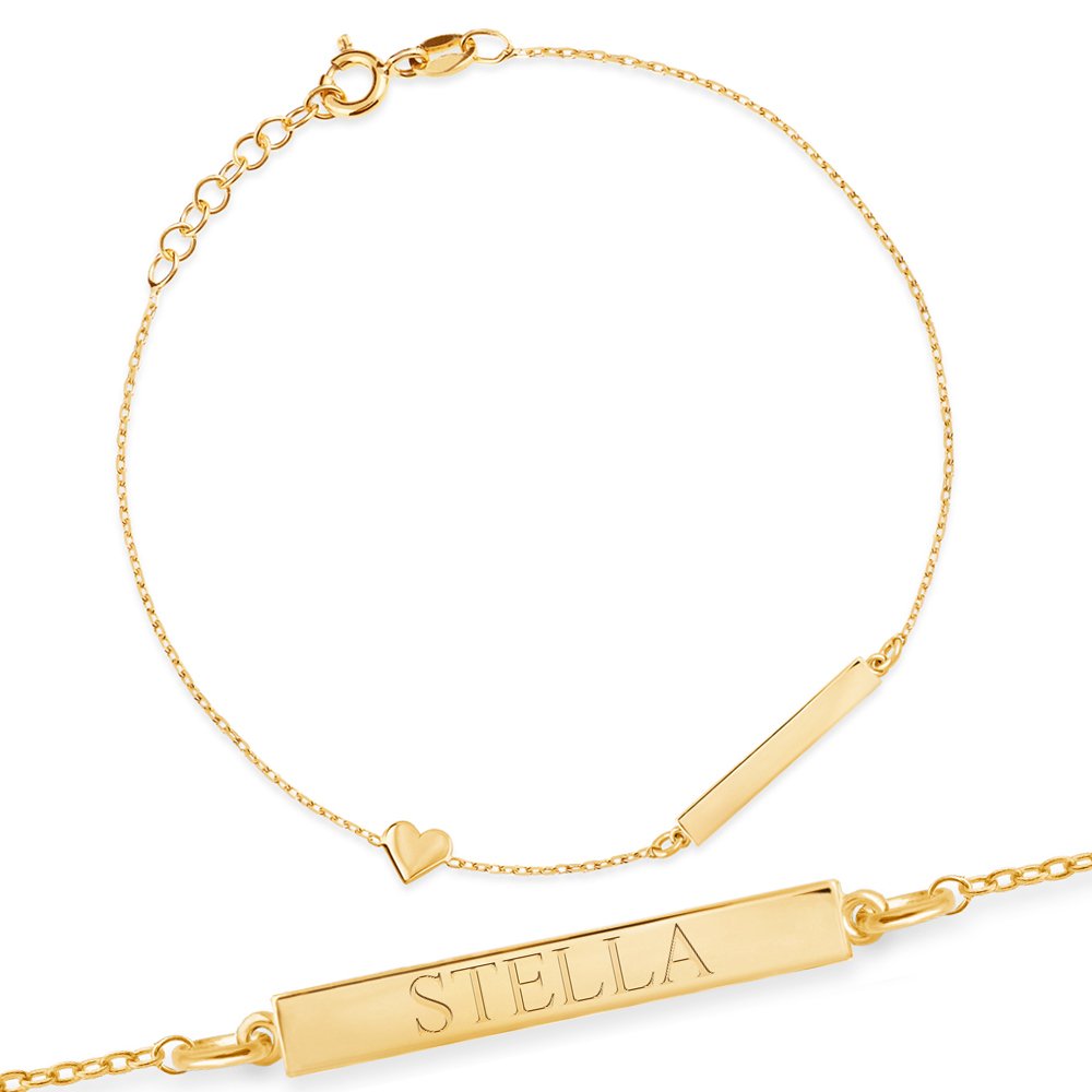 Pulseras de plata sólida con baño de oro Murrano con grabado para una amiga