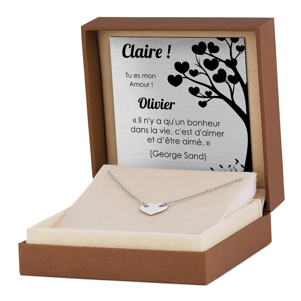 Collar de plata de ley Murrano con grabado para una amiga