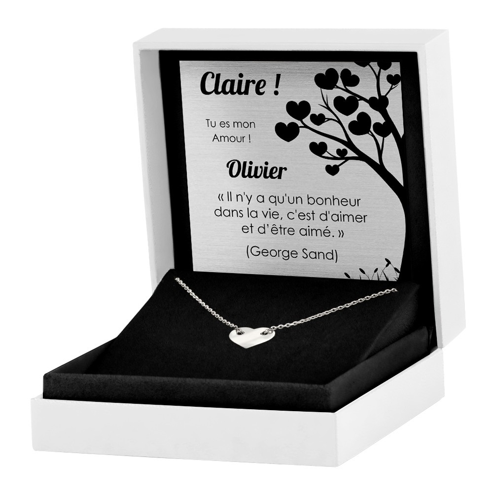Collar de plata de ley Murrano con grabado para una amiga