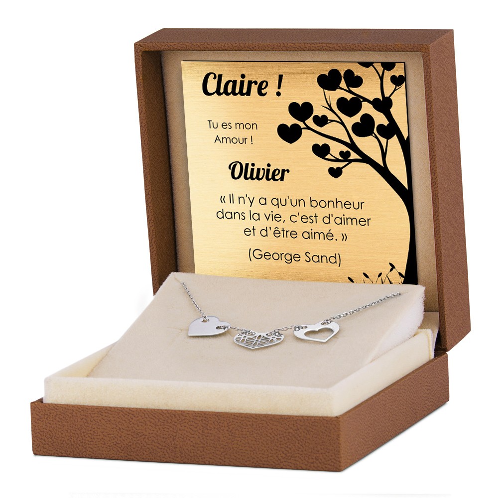 Collar de plata esterlina 925 (miliés) con grabado para esposa