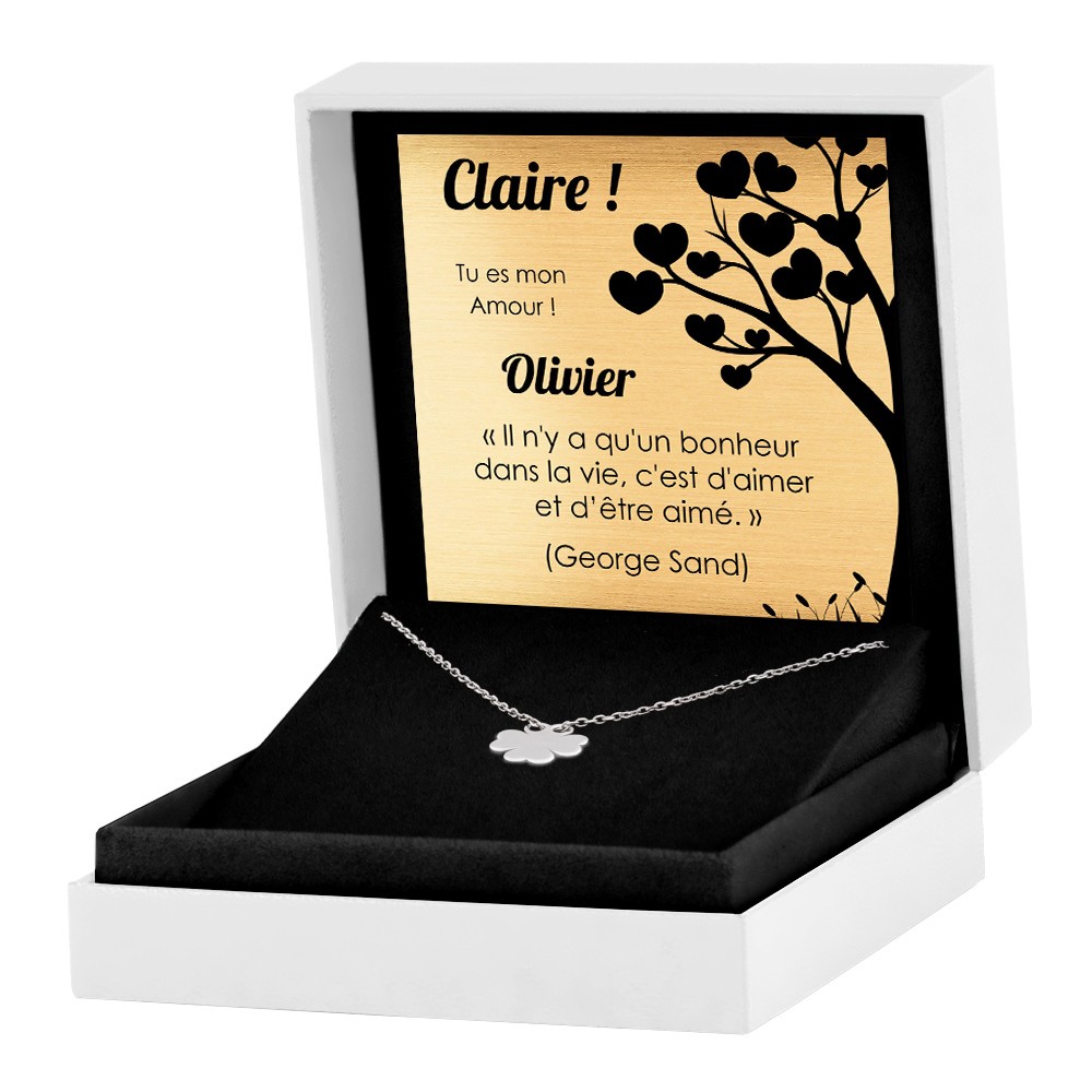 Collar de plata de ley 925 Murrano con grabado para hermana