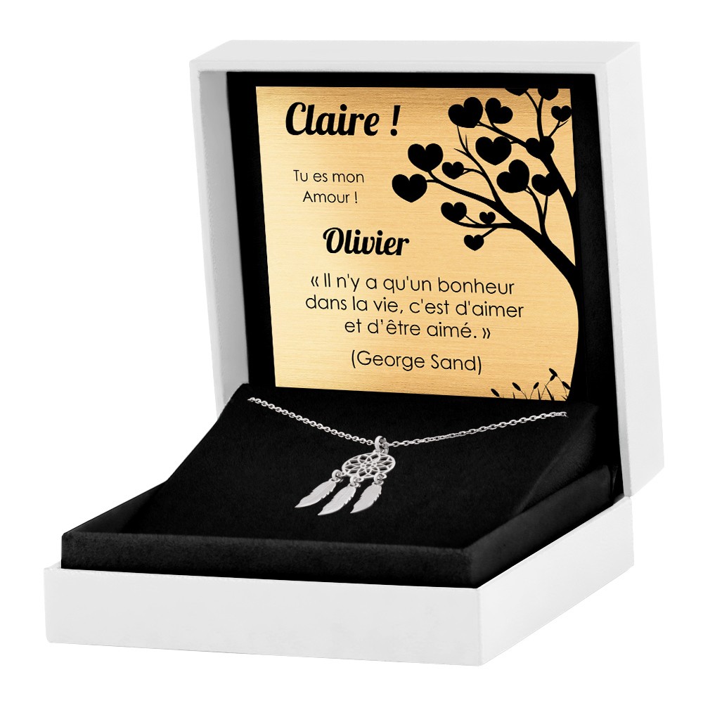 Collar de plata de Murrano con grabado para una amiga