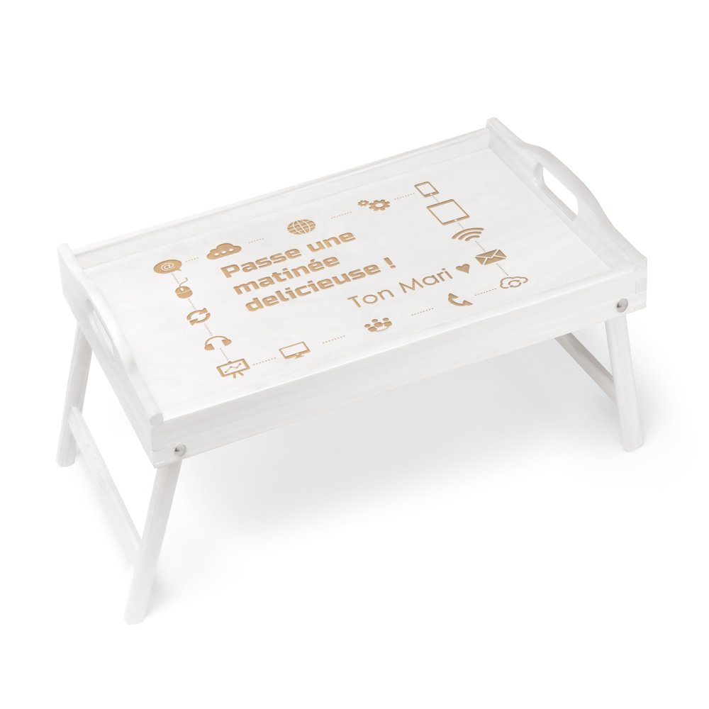 Bandeja de cama plegable personalizada de madera Murrano para el cumpleaños de una mujer