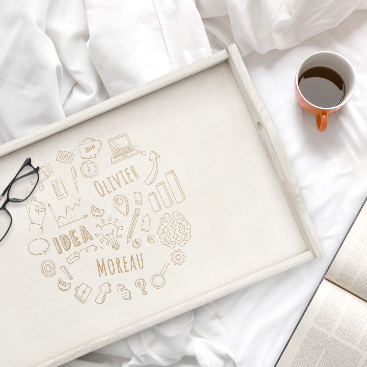 Bandeja de cama plegable personalizada de madera Murrano para profesores