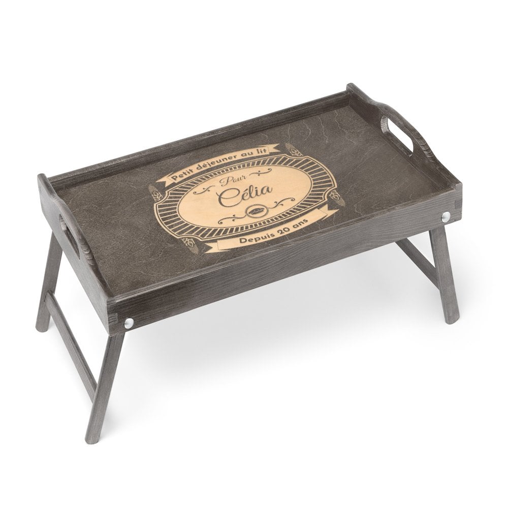 Bandeja de cama plegable Murrano con grabado para el 20º aniversario de bodas