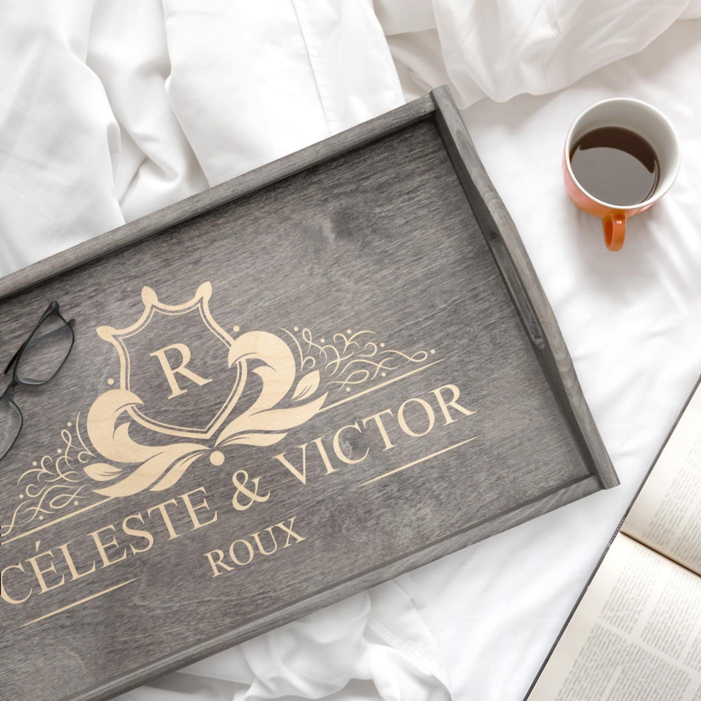 Mesa de noche plegable Murrano personalizada para una pareja - Cumpleaños de matrimonio