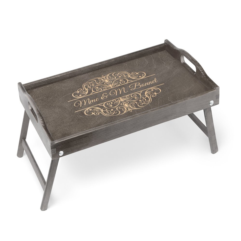 Bandeja de cama plegable Murrano con grabado para amigos en el aniversario de boda