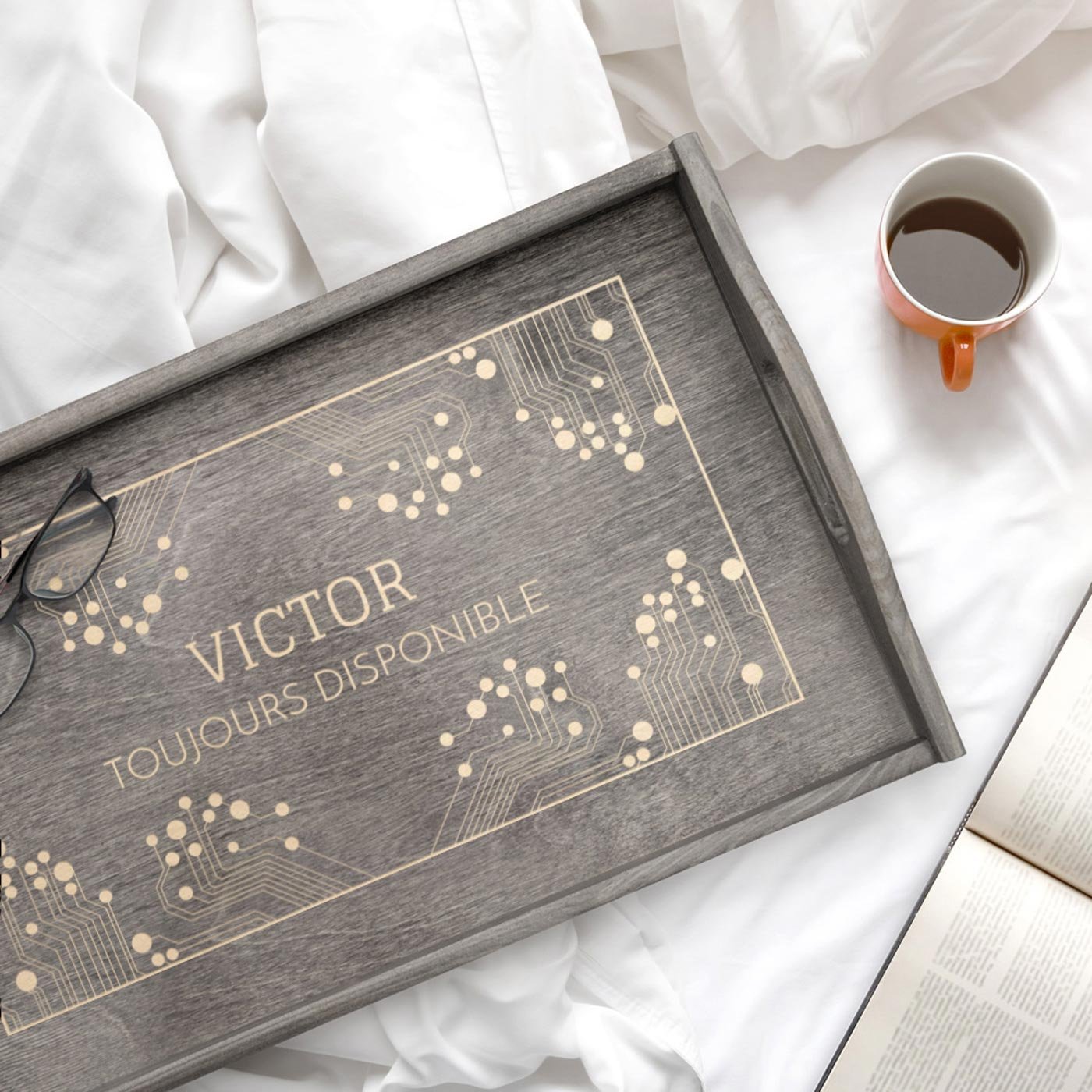 Tray para desayuno en la cama plegable personalizado Murrano para el cumpleaños de tu esposo o para el Día de San Valentín