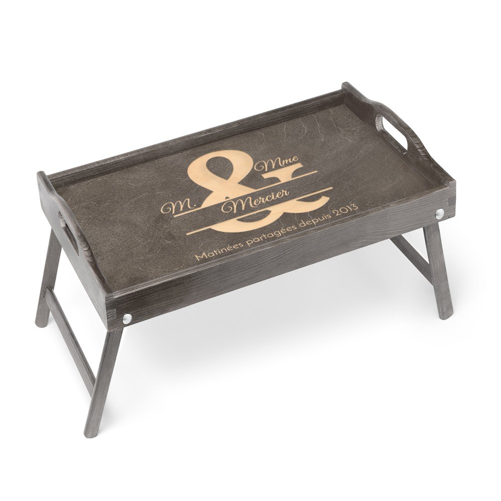 Bandeja de cama plegable Murrano con grabado para el aniversario de boda de los padres