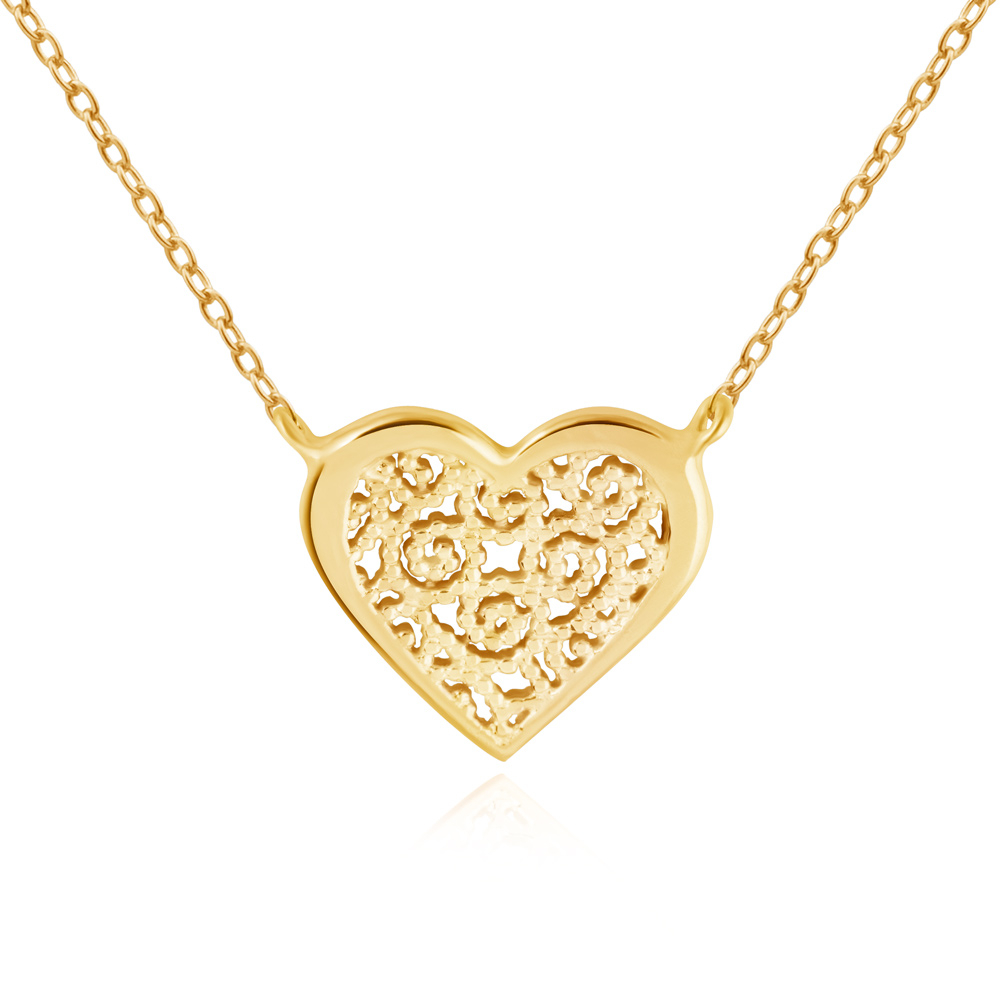 Collar de corazón de oro de 8 quilates Murrano con grabado personalizado