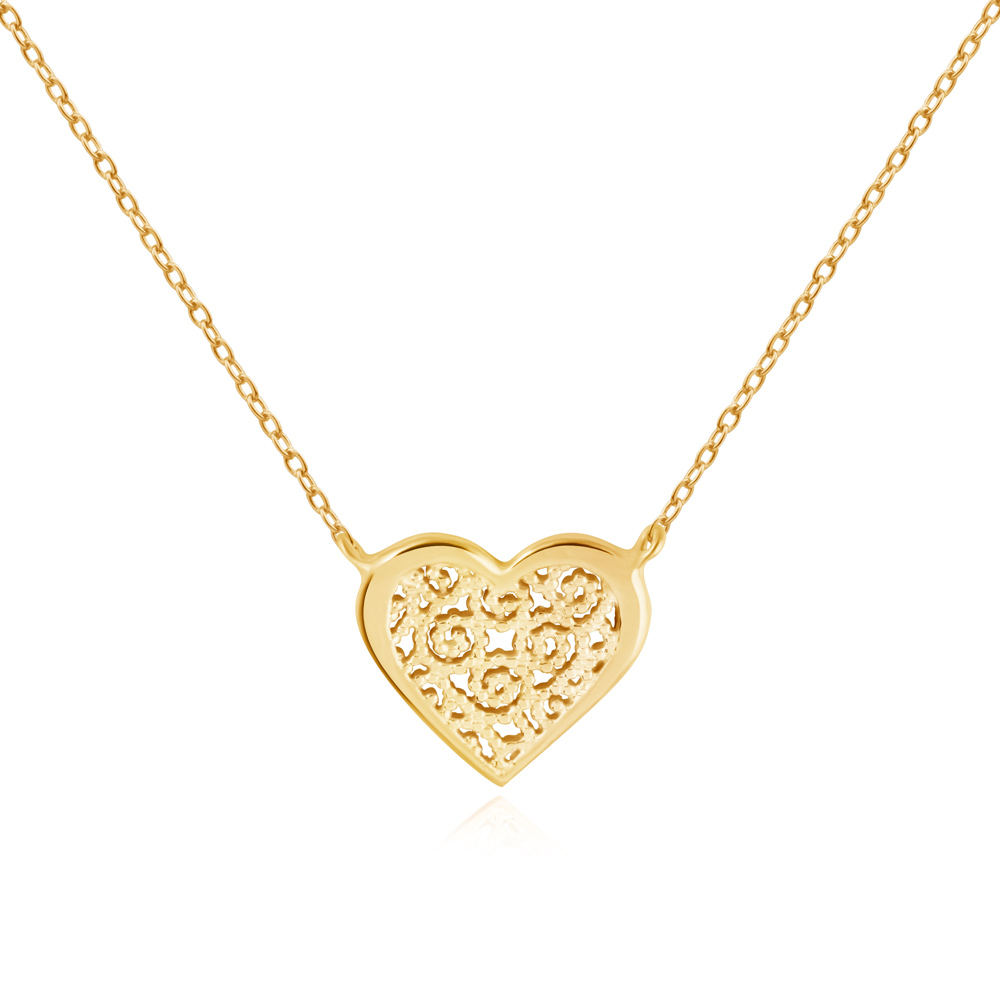 Collar de corazón de oro de 8 quilates Murrano con grabado personalizado