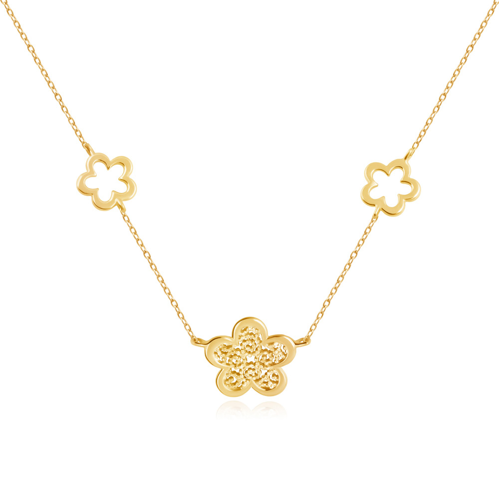 Collar de oro de 8 quilates Murrano con grabado para mujer