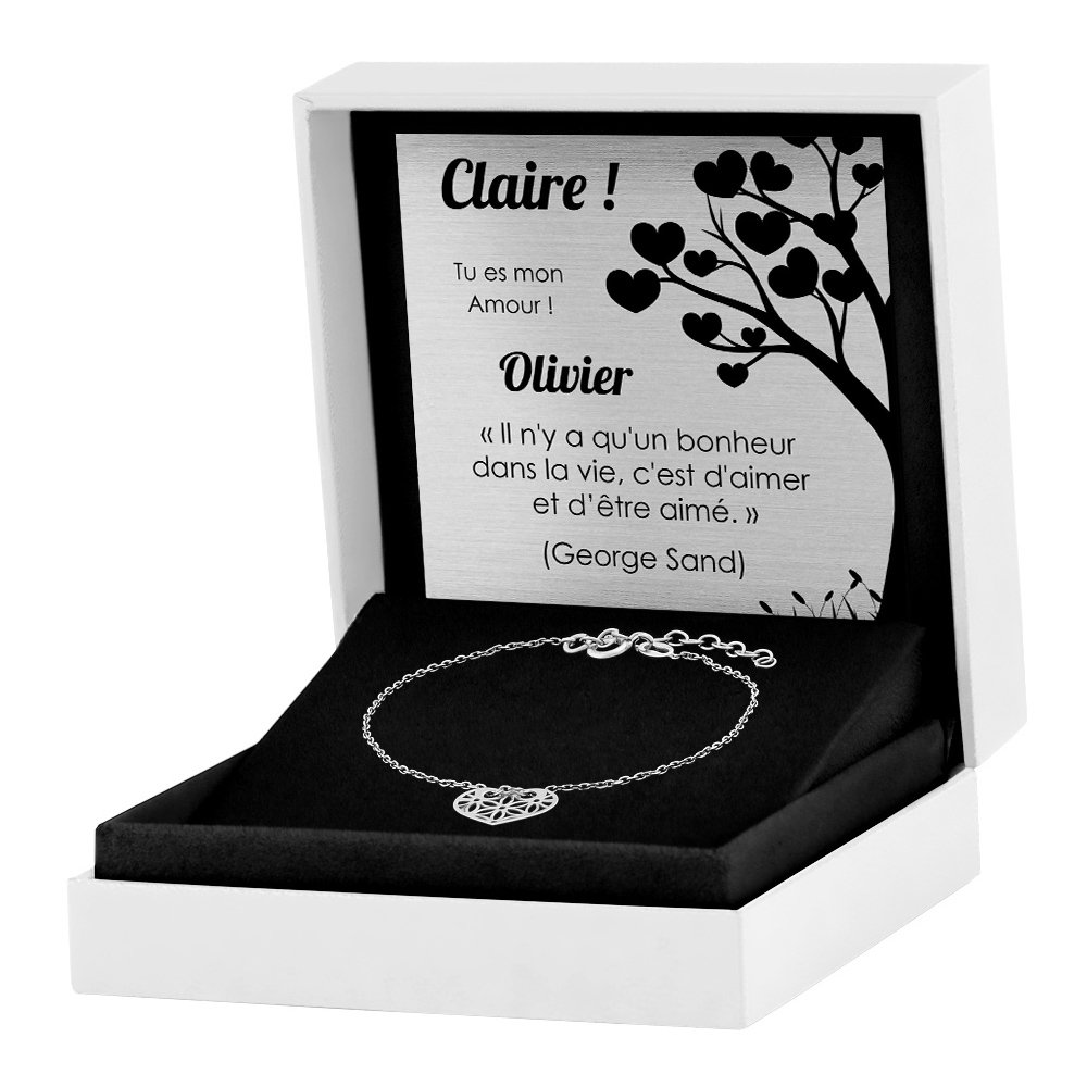 Brazalete de plata esterlina personalizado para una prometida Murrano