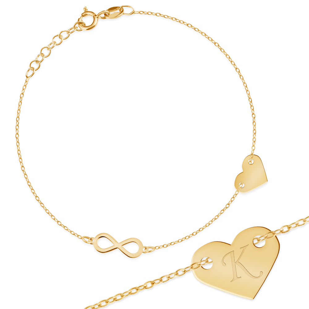 Braccial de plata de ley de Murrano con corazón infinito y oro de imitación para prometida