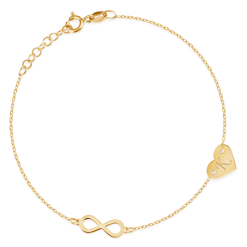 Braccial de plata de ley de Murrano con corazón infinito y oro de imitación para prometida