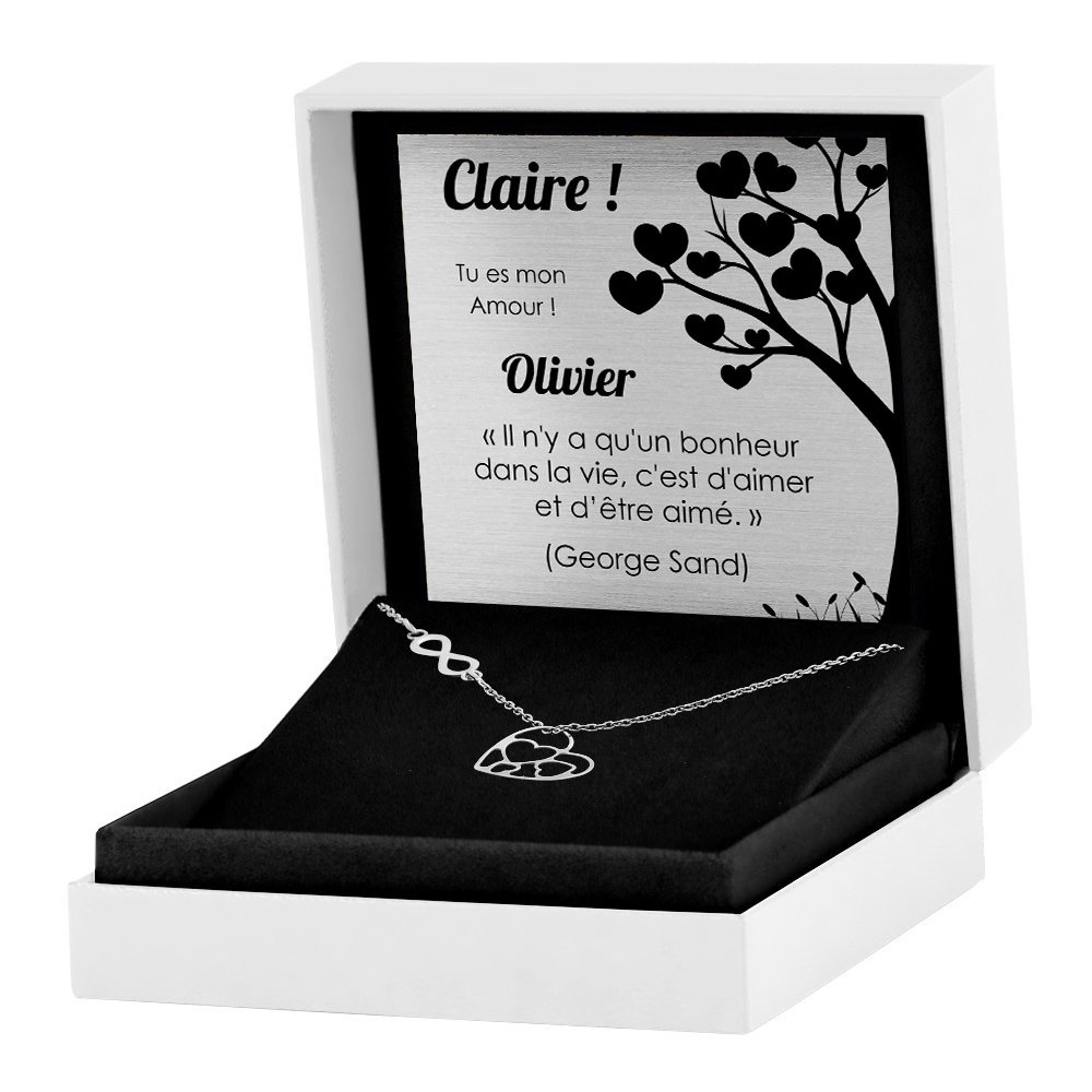 Collar de plata esterlina 925 Murrano grabable para prometida
