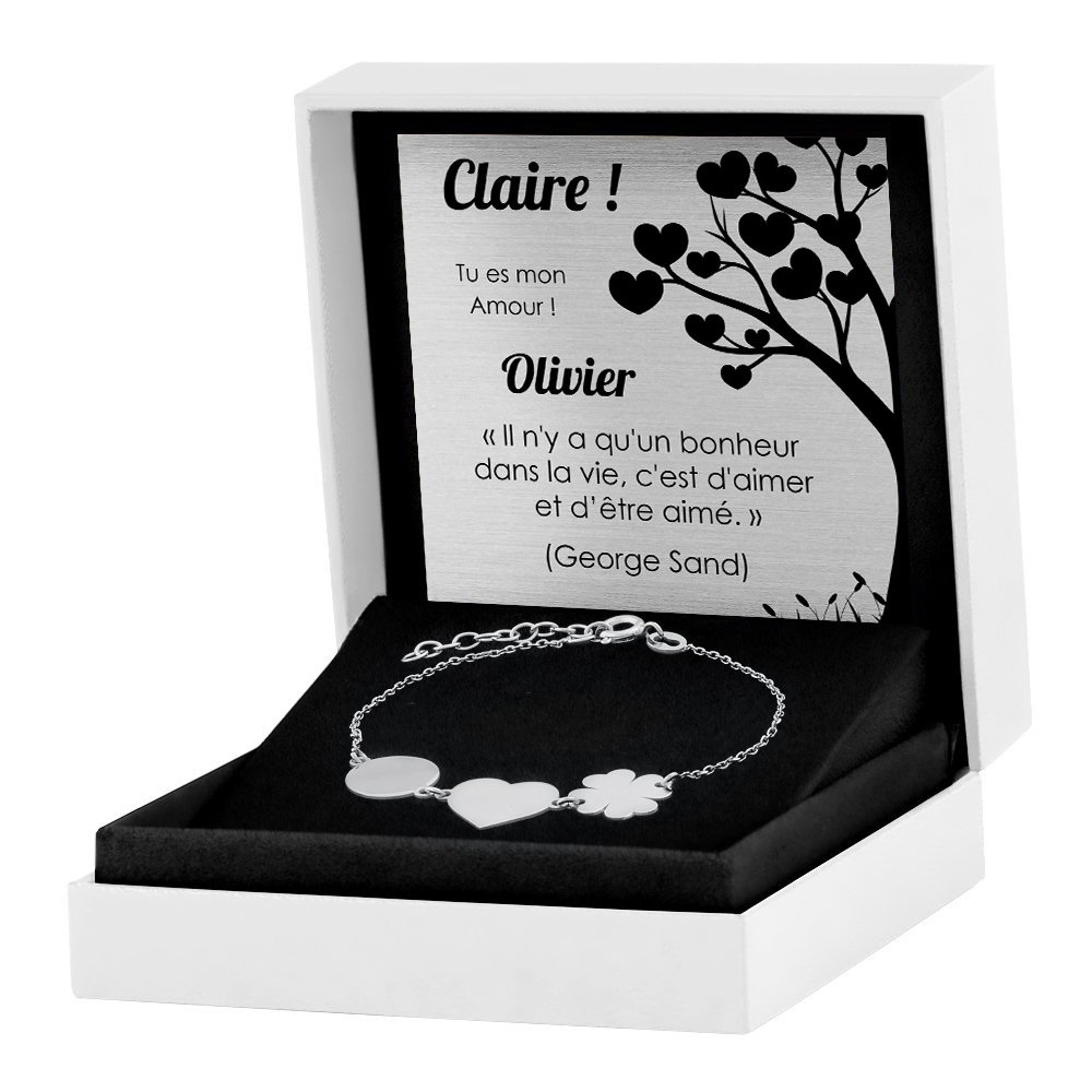 Bracelete de plata sólida Murrano 925 con grabado para mujer
