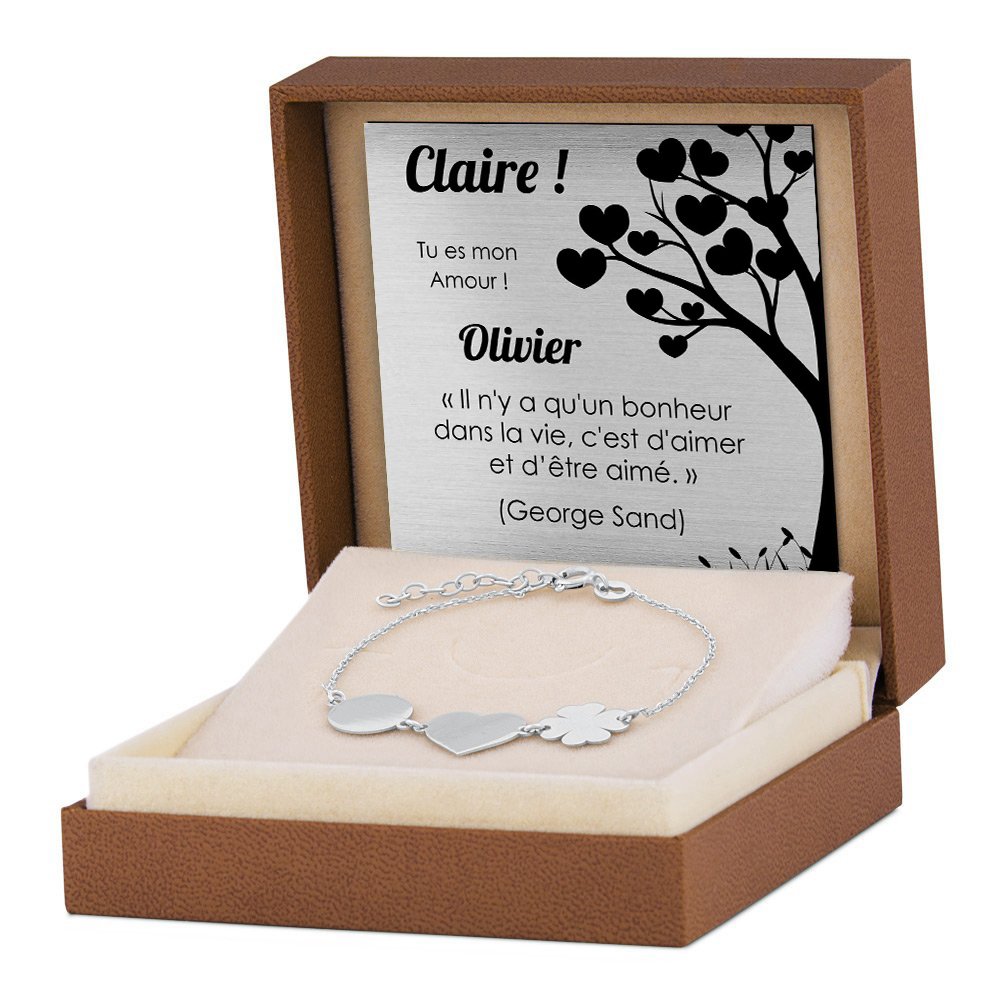 Bracelete de plata sólida Murrano 925 con grabado para mujer