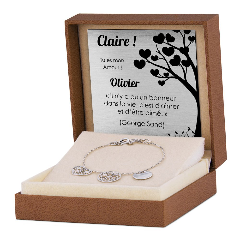 Pulseras de plata de Murrano con grabado para una amiga