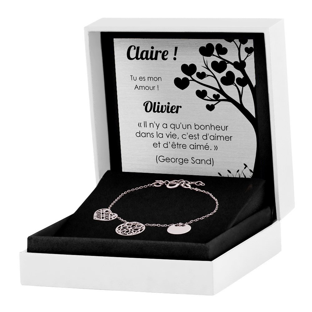 Pulseras de plata de Murrano con grabado para una amiga