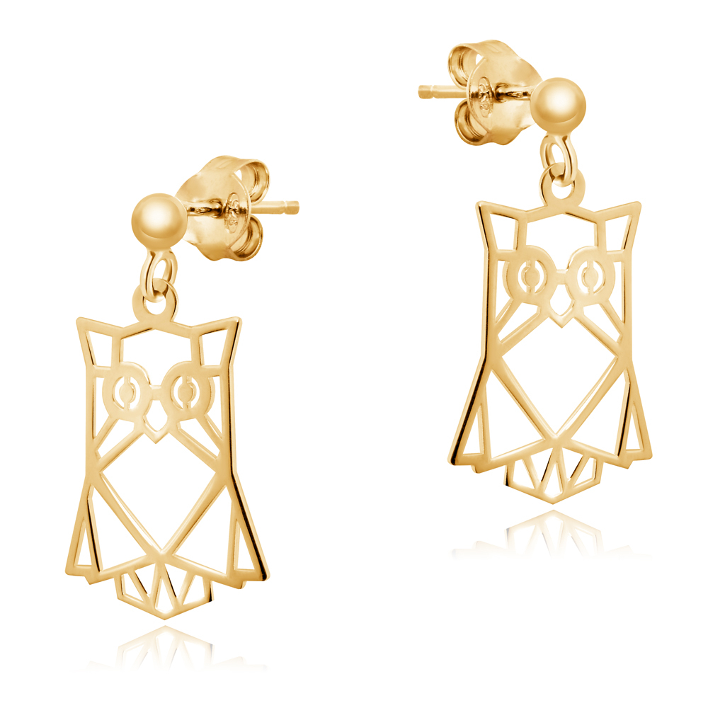 Aretes de plata de ley 925 (milésimas) con baño de oro para mujer