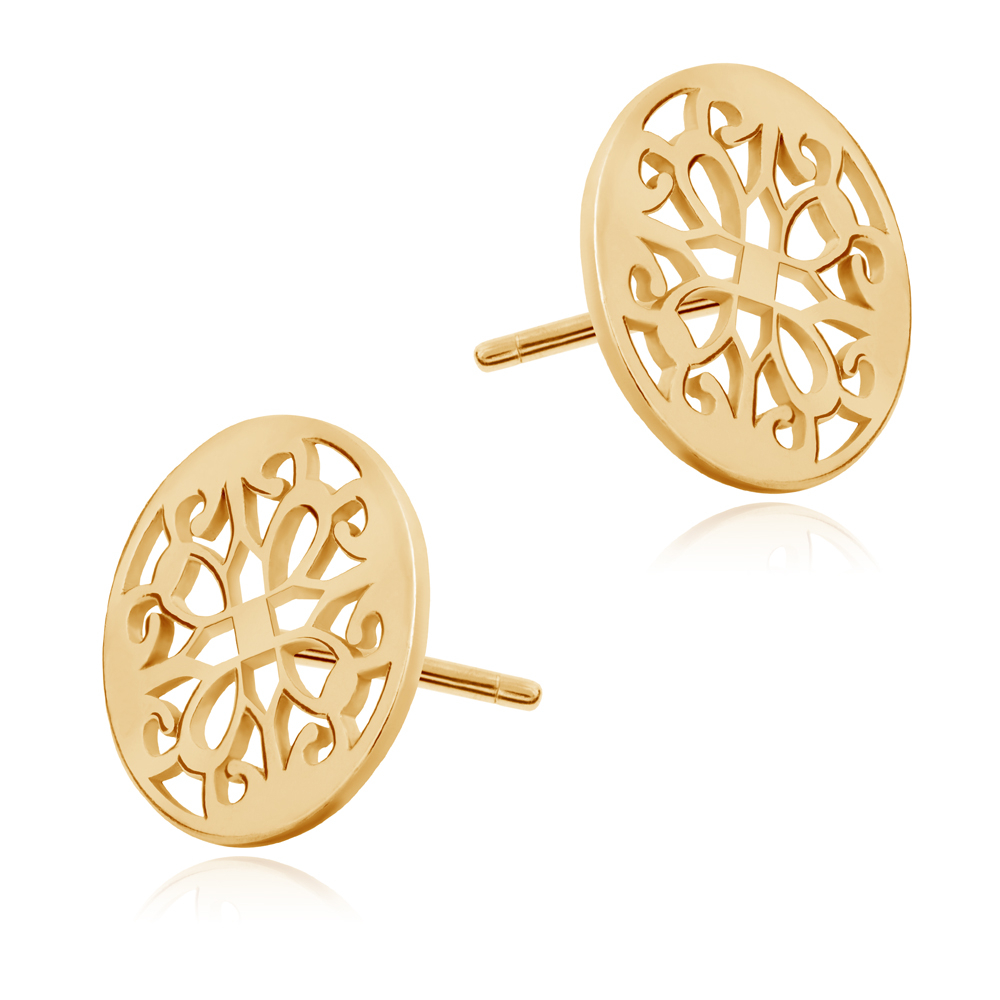 Aretes de plata esterlina 925 (milliésimas) con oro laminado para niña