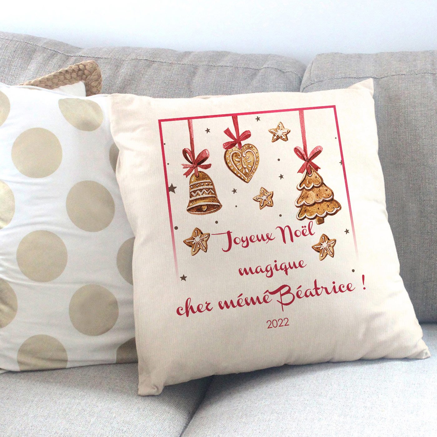 Cusén de algodón Murrano con impresión para la abuela de Navidad