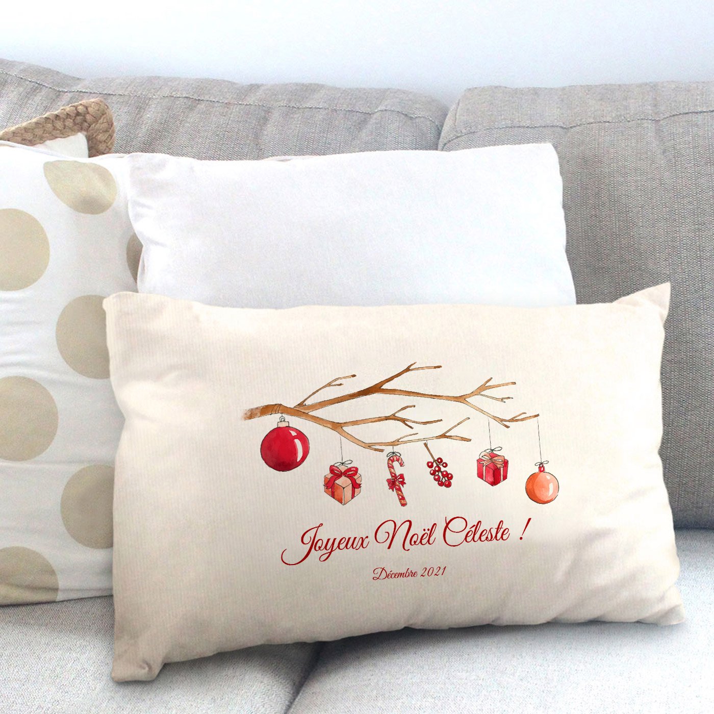 Almohada de algodón Murrano con impresión para una amiga en Navidad