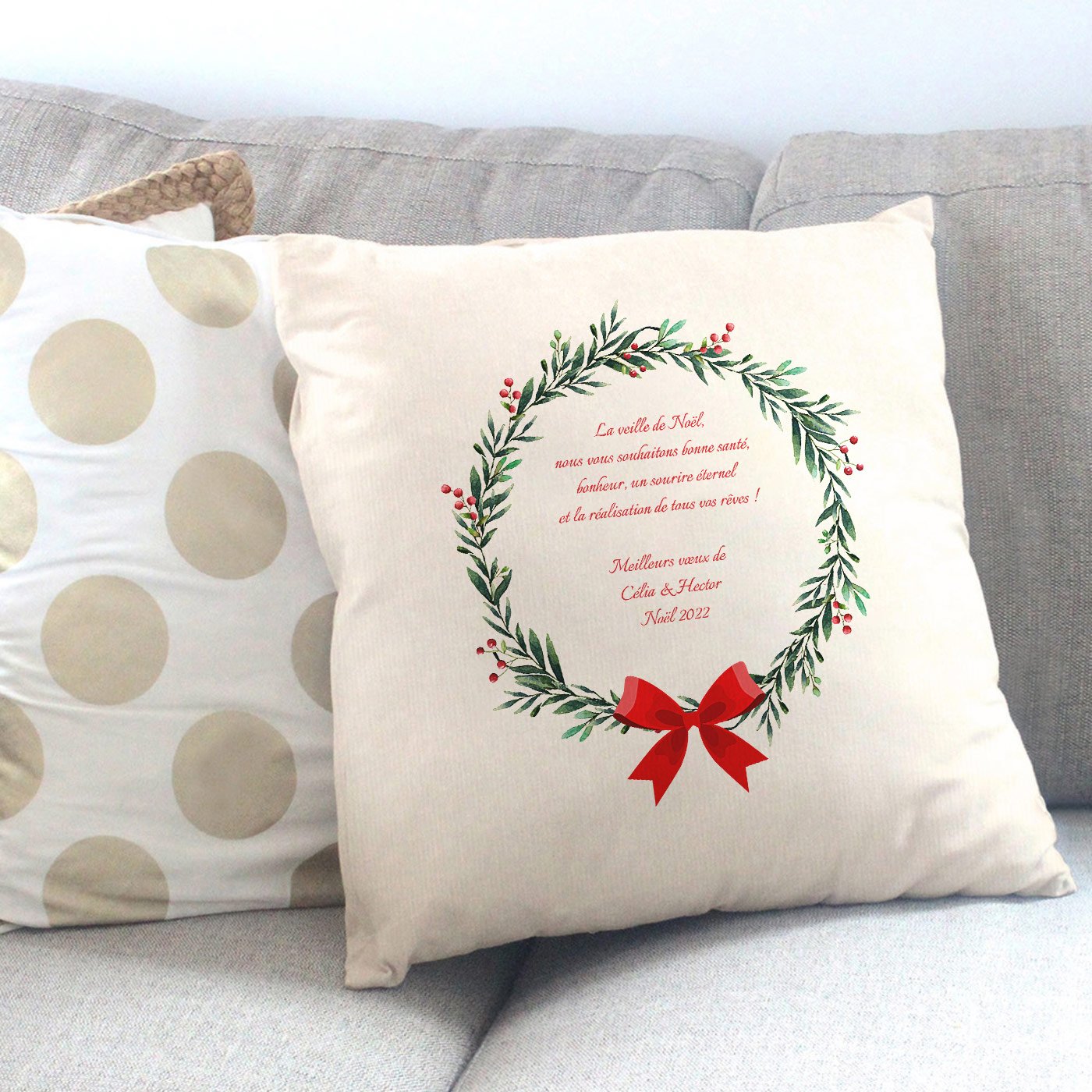 Almohada de algodón Murrano con impresión navideña para padres