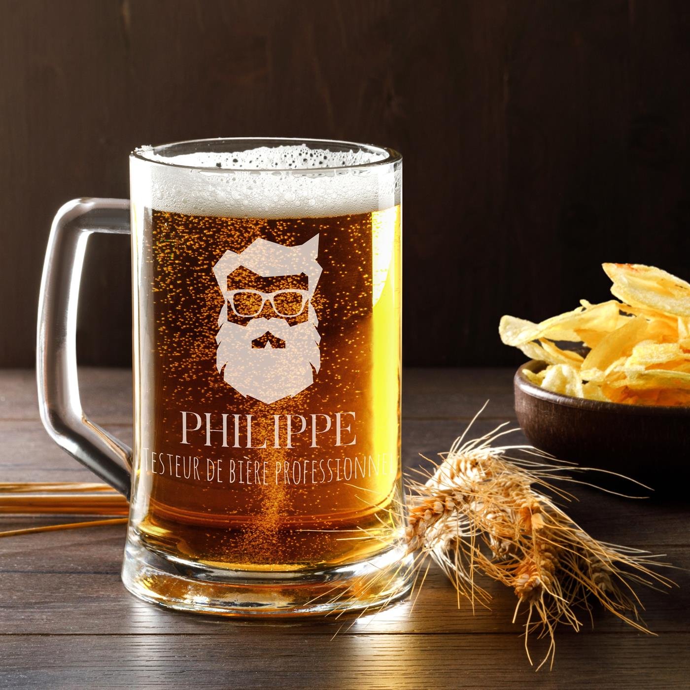 Taza de cerveza de vidrio personalizada Murrano con grabado láser para hombres amantes de la cerveza