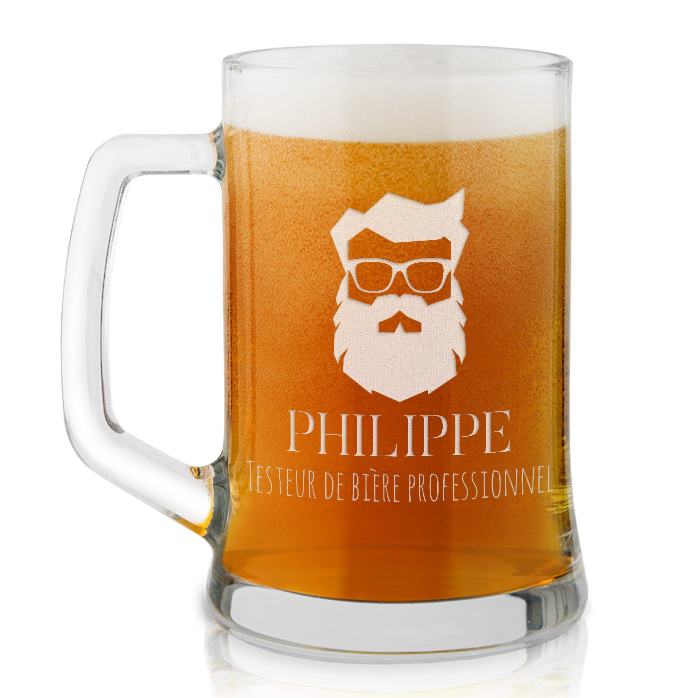 Taza de cerveza de vidrio personalizada Murrano con grabado láser para hombres amantes de la cerveza