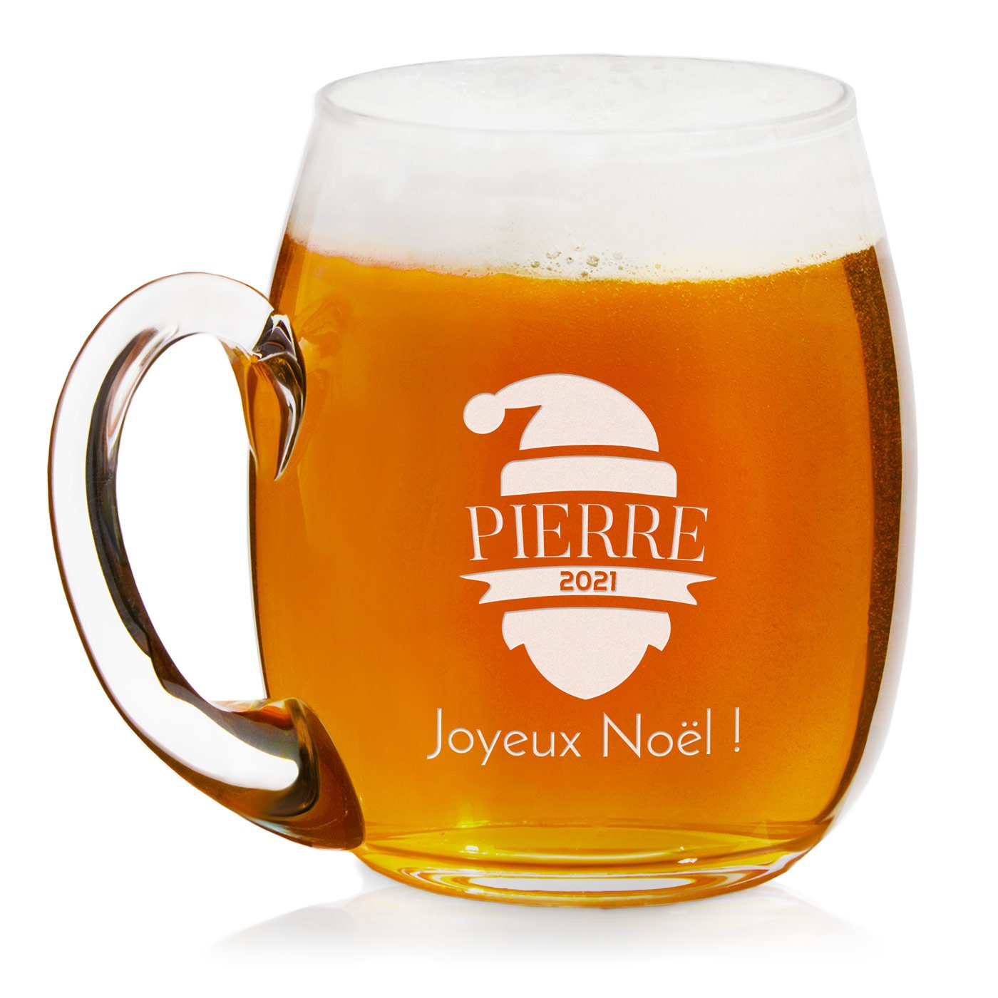 Taza de cerveza Murrano moderna de vidrio con grabado para él por Navidad