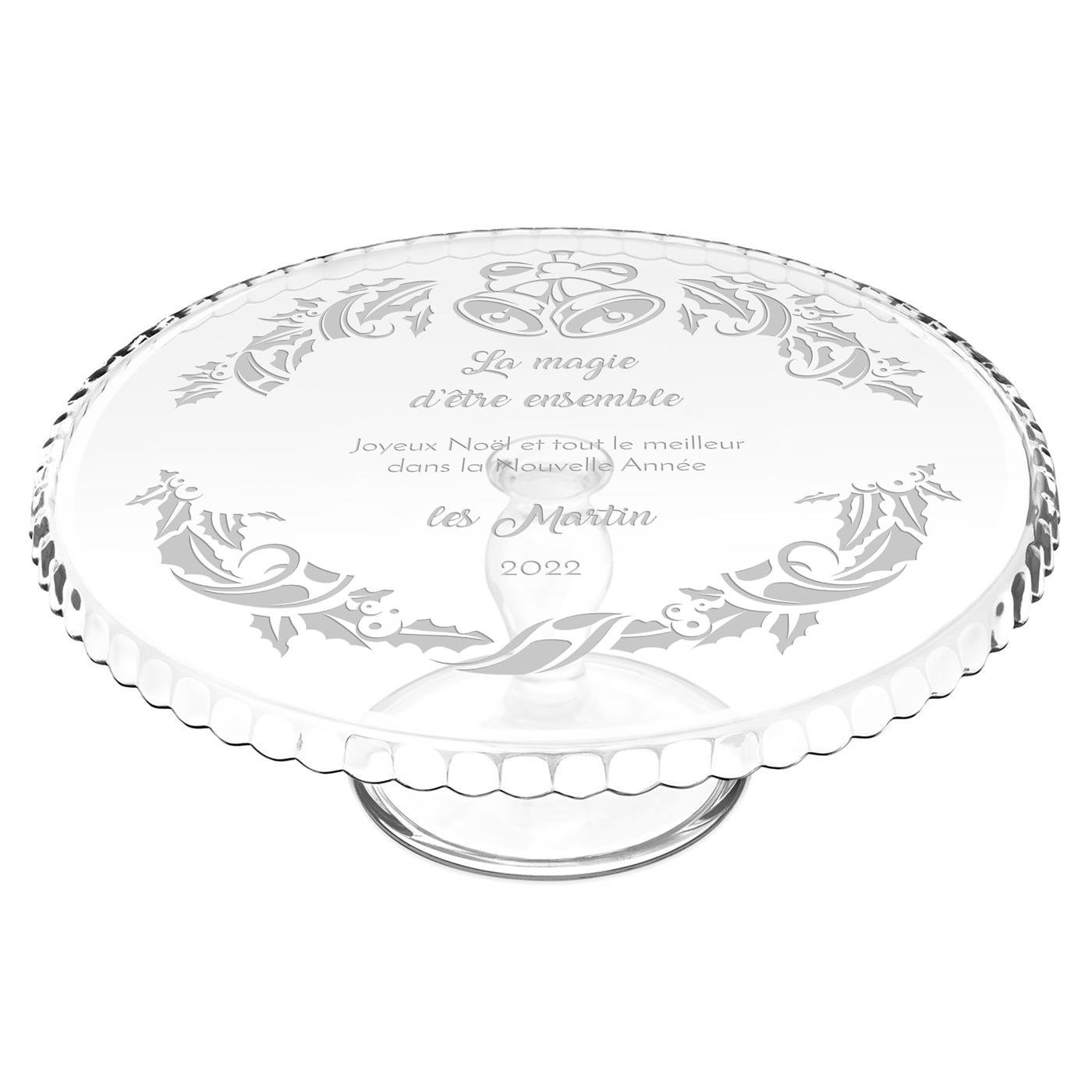 Murrano Glass Cake Stand with Personalized Base for Parents at Christmas