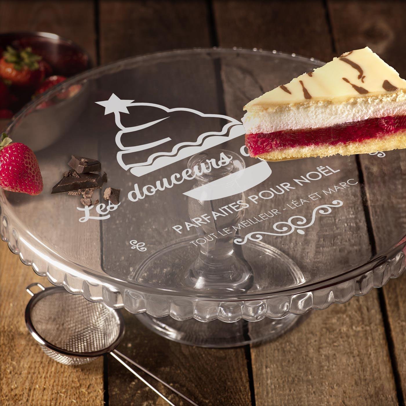 Murrano Personalized Glass Cake Stand with Foot for Women