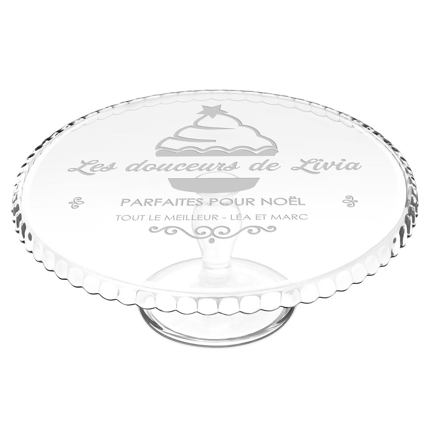 Murrano Personalized Glass Cake Stand with Foot for Women