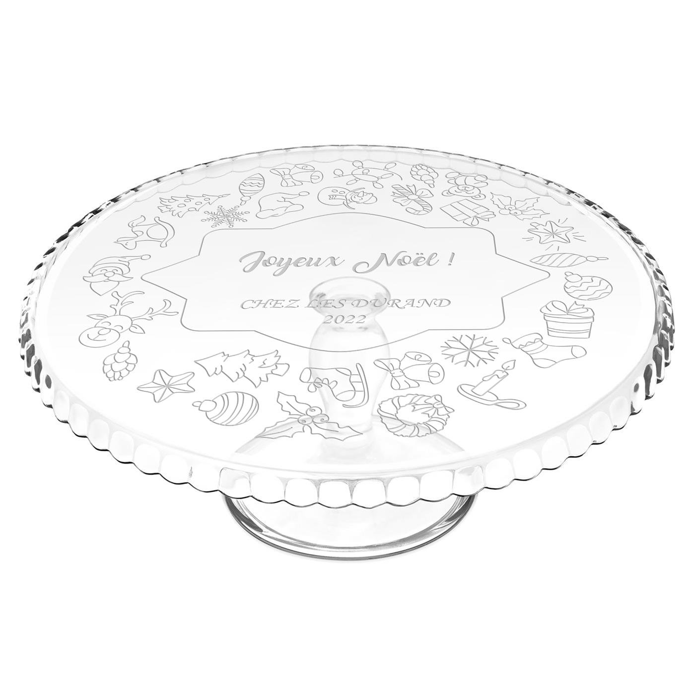 Murrano Glass Cake Stand with Personalized Engraving for Friends at Christmas