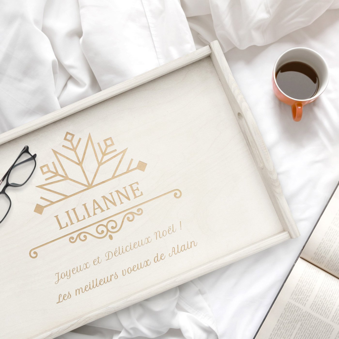 Bandeja de cama plegable de madera personalizada Murrano
