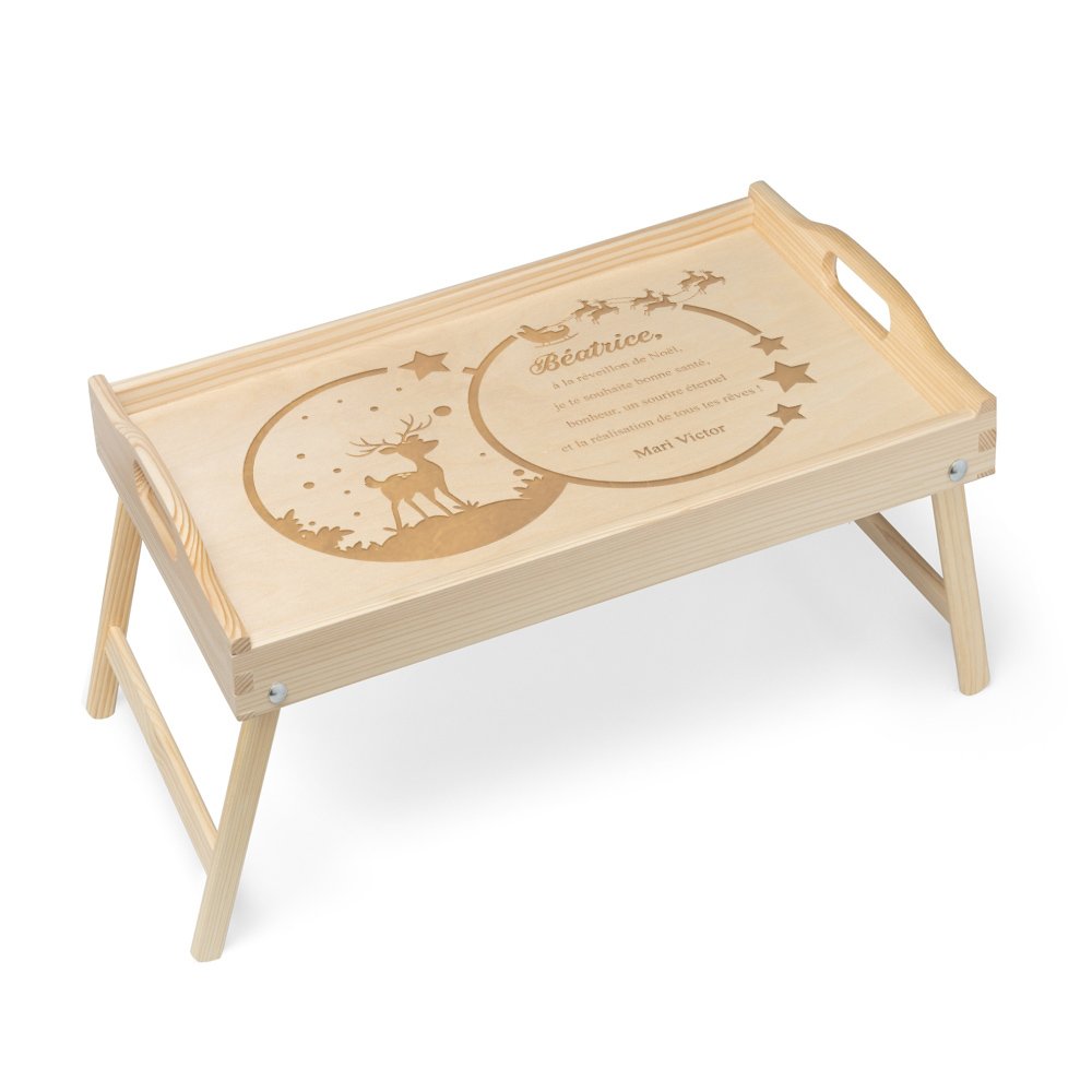 Mesa de noche plegable de madera - Tabla de desayuno personalizada